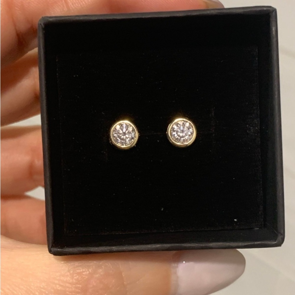 14K Moissanite Martini Bezel Stud Earrings